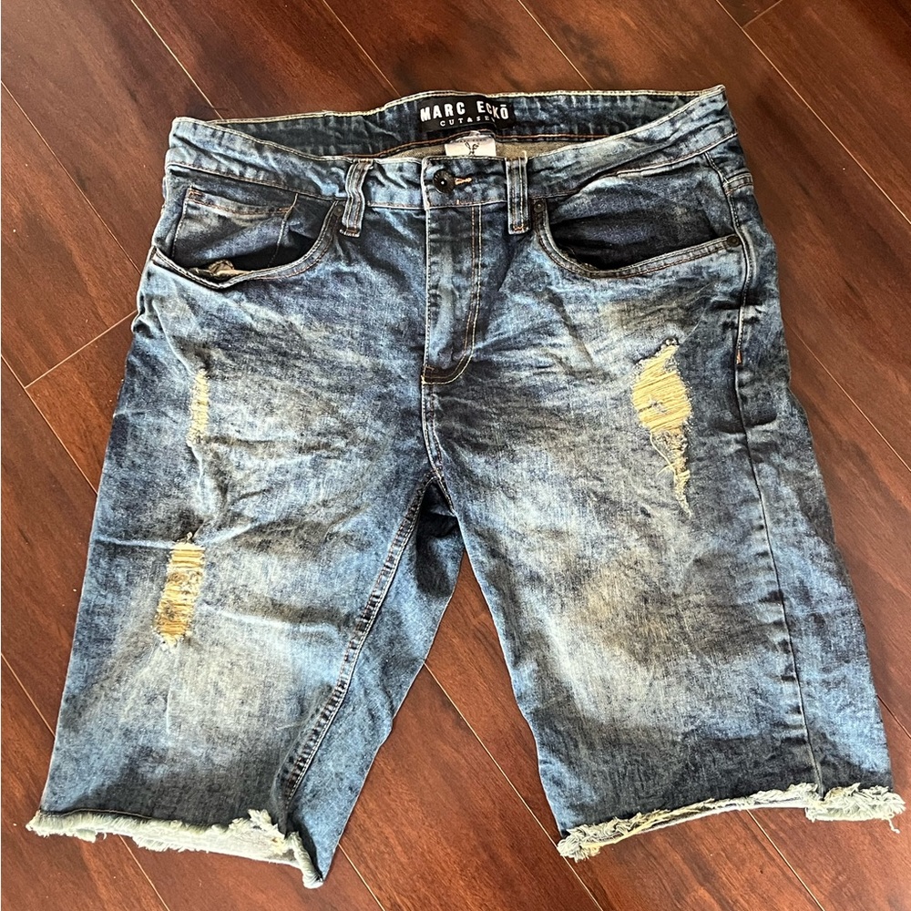 EUC - Marc Ecko Cut & Sew - Men's Acid Wash Denim Jean Shorts - Size 34